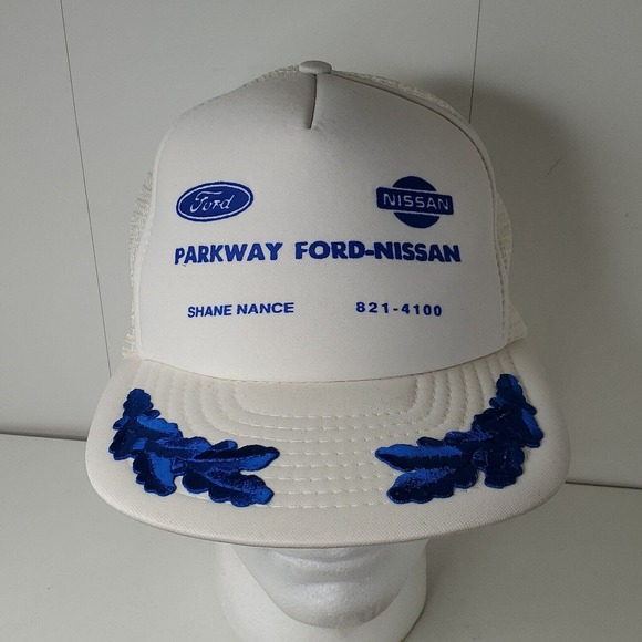 Parkway Ford Nissan Logo Mesh Trucker Cap Snapback Hat Dealership Scrambled Eggs - Picture 1 of 8
